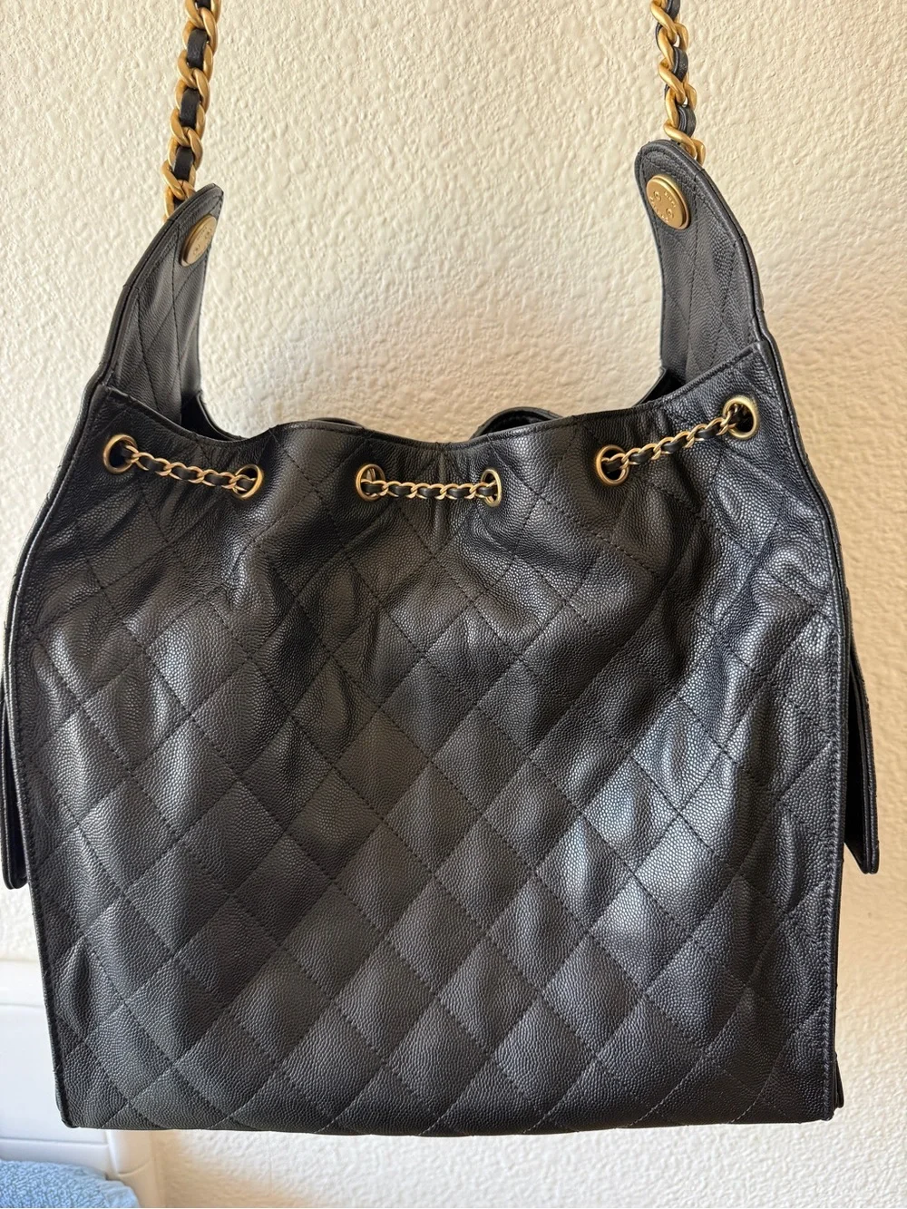 Chanel 25 Black, Medium, Antique Gold Hardware